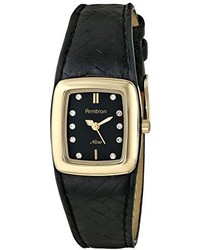 Swarovski Armitron 755089bkgpbk Crystal Accented Gold Tone Black Woven Leather Strap Watch