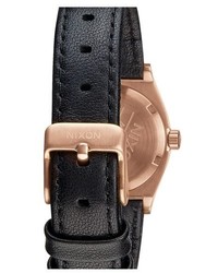 Nixon The Small Time Teller Leather Strap Watch 26mm