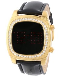 Tko Orlogi Tk573 Gbk Gold Crystalized Mirror Digital Black Leather Strap Watch