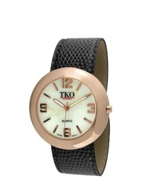 TKO Watches Tk616 Leather Slap Watch Color Rose Gold Black