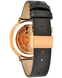 Versace Venus Stainless Steel Wblack Leather Strap Watch
