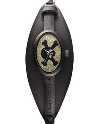 Vivienne Westwood Vv056bkbk Medallion Swiss Quartz Black Leather Strap Watch