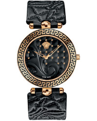 Versace Watch Swiss Vanitas Black Calfskin Leather Strap 40mm Vk703 0013