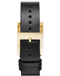 Tory Burch Watches Buddy Classic Leather Strap Golden Watch Black