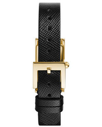 Tory Burch Watches Buddy Signature Leather Strap Golden Watch Black