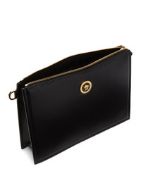 Versace Black And Gold Medusa Zip Pouch