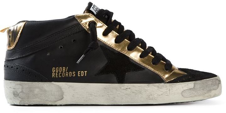 black and gold golden goose sneakers