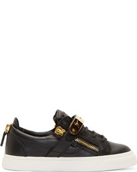 Giuseppe Zanotti Ssense Black Leather Gold Low Top Birel Sneakers