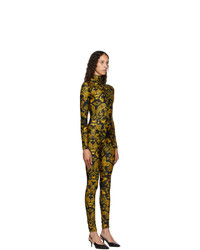 Versace Jeans Couture Black And Gold Paisley Print Jumpsuit