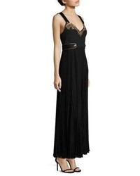 Roberto Cavalli Embroidered Pleated Gown