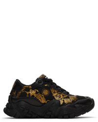 VERSACE JEANS COUTURE Black Baroque Logo Sneakers