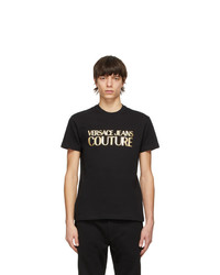 VERSACE JEANS COUTURE Black Gold Foil Logo T Shirt