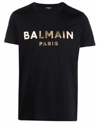 Balmain Logo Print Short Sleeved T Shirt