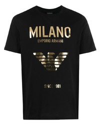 Emporio Armani Metallic Logo Print T Shirt