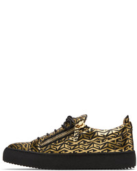 Giuseppe Zanotti Black Gold Frankie Monogram Sneakers