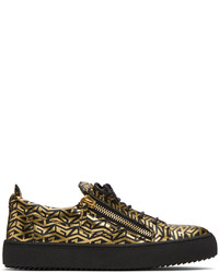 Giuseppe Zanotti Black Gold Frankie Monogram Sneakers
