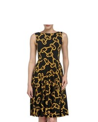 Isaac Mizrahi Chain Print Flare Skirt Dress Blackgold
