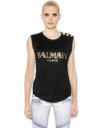 Balmain Logo Printed Cotton T Shirt