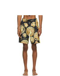 Versace Underwear Black And Gold Medusa Amplified Print Swim Shorts