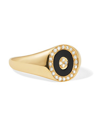 Anissa Kermiche 14 Karat Gold Onyx And Diamond Ring