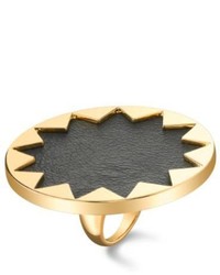 House Of Harlow 1960 Starburst Cocktail Ring With Black Leather