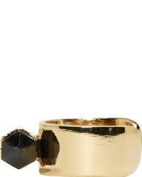 Isabel Marant Black Crystal Gold Santa Ring