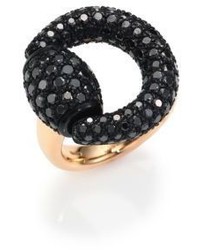 Gucci Black Diamond 18k Pink Gold Horsebit Ring