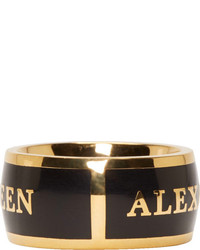 Alexander McQueen Black Gold Enamel Ring
