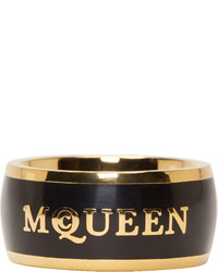 Alexander McQueen Black Gold Enamel Ring