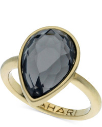T Tahari Gold Tone Mixed Jewels Pear Stone Ring