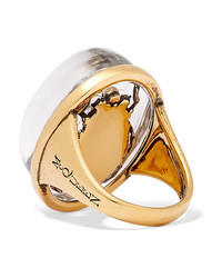 Alexander McQueen Gold Tone Multi Stone Ring