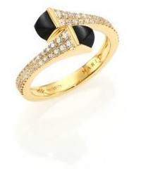 Marli Cleo Black Onyx Diamond 18k Yellow Gold Wrap Ring