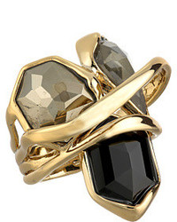 Alexis Bittar Multi Stone Orbit W Fancy Pyrite Pyrite Crystal Doublet Black Crystal Kite Ring Ring