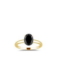 MySolitaire 150 Cts Black Diamond Solitaire Ring In 14k Yellow Gold
