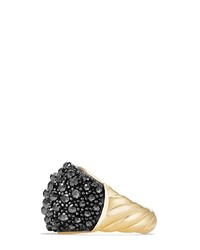David Yurman Osetra Dome Ring With Faceted Hematine In 18k Gold
