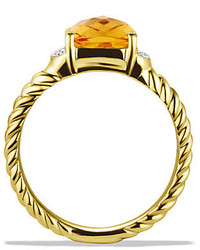 David Yurman Petite Wheaton Ring With Citrine And Diamonds In Gold