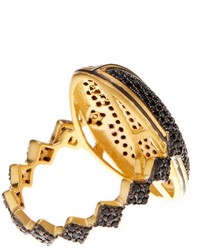 Freida Rothman Two Tone Pave Cz Harlequin Done Ring