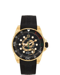 Gucci Black And Gold Snake Dive Watch
