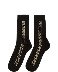 Versace Black And Gold Greek Key Socks