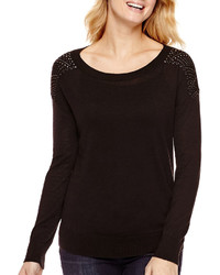 Ana Ana Long Sleeve Stud Jewel Shoulder Sweater