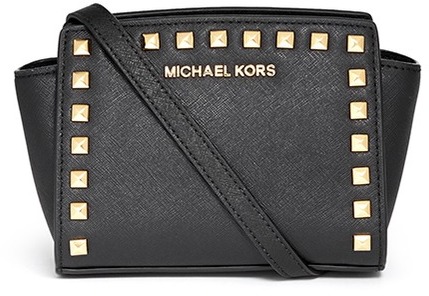 Michael Kors Dark Beige Leather Mini Selma Crossbody Bag Michael