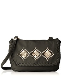 Wild Pair Washed With Studded Flap Cross Body Handbag