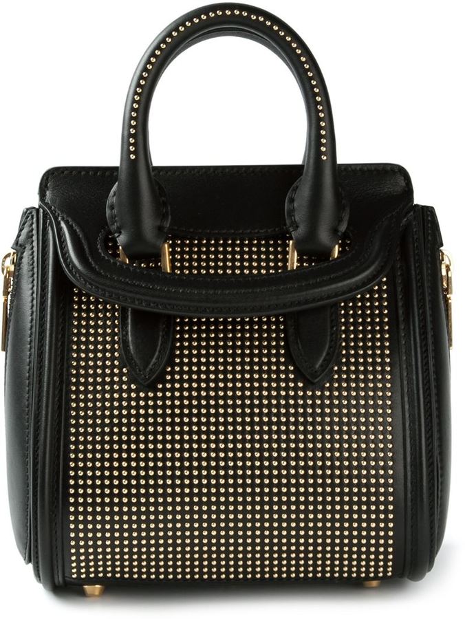 Alexander McQueen black Leather with studs clutch handbag | eBay