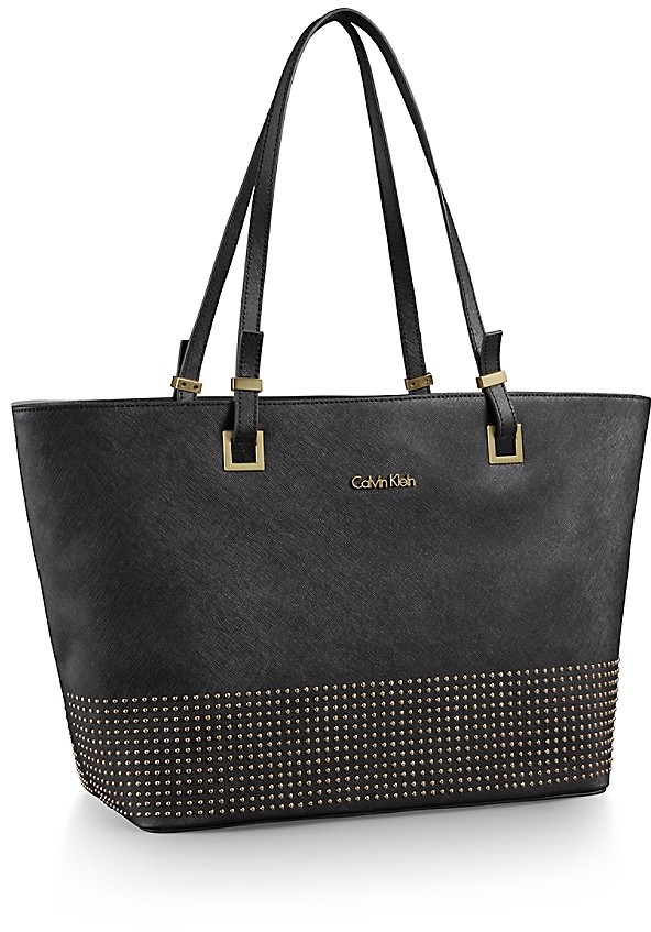 streepje Specifiek Vertrek Calvin Klein Scarlett Stud Detail Saffiano Leather Shopper Tote, $229 | Calvin  Klein | Lookastic