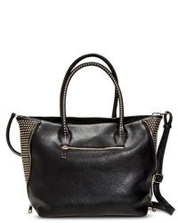 Melie Gold Stud Solid Tote Handbag Black