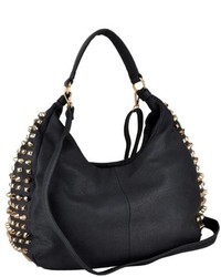 MG Collection Narcissa Oversized Gothic Studded Shopper Hobo Shoulder Bag
