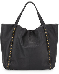 Neiman Marcus Made In Italy Slouchy Studded Leather Tote Bag Black