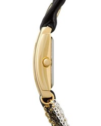 La Mer Collections Venice Leather Chain Wrap Bracelet Watch 30mm X 23mm