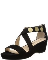 Black and Gold Studded Wedge Sandals