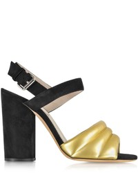 Marc Jacobs Black And Gold Leather High Heel Sandal